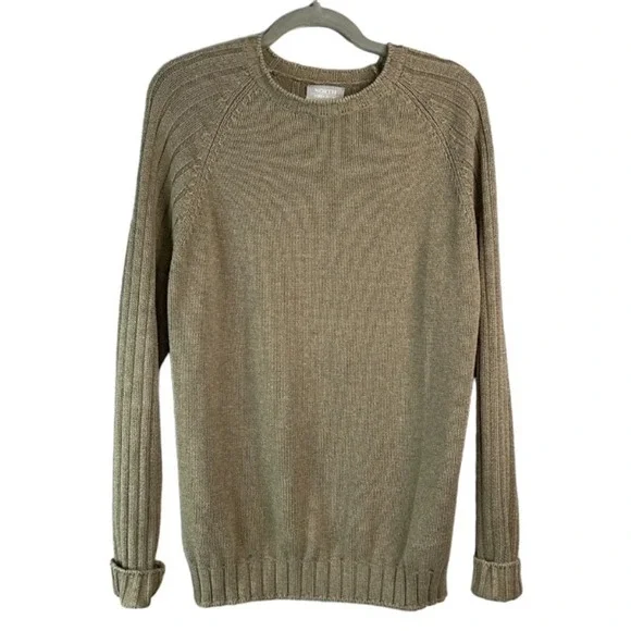 VINTAGE 80s North Forty Four Men’s Taupe Cotton Sweater Rib Sleeves Crewneck M - Picture 2 of 11